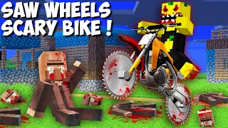 I found A SCARY MOTORBIKE WITH SAW WHEELS in Minecraft  DEADLY BIKE VS VILLAGERS [upl. by Fein195]