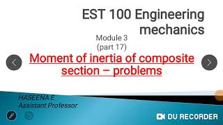 Problems moment of inertia about centroidal axis module 3 part 17 [upl. by Revlys]