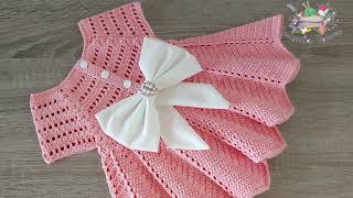 VESTIDO 🍓 CON CREMA A CROCHET O GANCHILLO PASO A PASO  3 A 6 MESES  VARIAS TALLAS [upl. by Llevol]