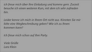 Deutsche Brief A1 A2 B1 Prüfung 31 Einladungsbrief [upl. by Liuqa]