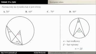 Zadanie 19a  matura z matematyki kąt wpisany i środkowy zestaw 1 [upl. by Ymot]