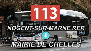 Ligne 113  NogentsurMarne RER  Mairie de Chelles [upl. by Anecuza625]