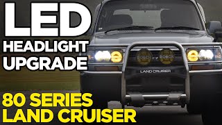 Easy LED Headlight Upgrade  80 Series Toyota Land Cruiser w Cougar Motor 6000k LED Bulbs [upl. by Harmonie120]