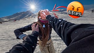 THIS GIRL IS COMPLETELY CRAZY Epic Parkour Chase on Snow [upl. by Aihsikal]