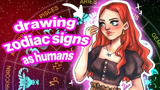 DRAWING ZODIAC SIGNS AS PEOPLE  ZODIAC SIGNS AS CHARACTERS [upl. by Ellac]