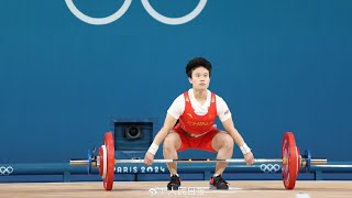 🇨🇳 Hou Zhihui goldRomanias Mihaela Cambei silver in weightlifting 49kg cat Paris Olympics 2024 [upl. by Sorgalim]