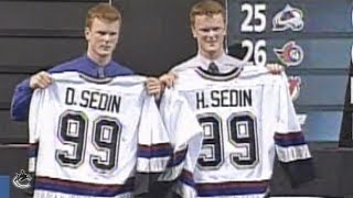 Vancouver Canucks Select Daniel and Henrik Sedin June 26 1999 [upl. by Gratiana]