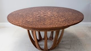 Expanding Circular Dining Table in Brown Oak Burr [upl. by Ahsenek]