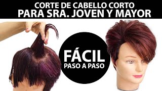 COMO CORTAR EL CABELLO CORTO DE SRA JOVEN Y MAYORFACIL HOW TO CUT THE SHORT HAIR OF MRS YOUNG [upl. by Grados]