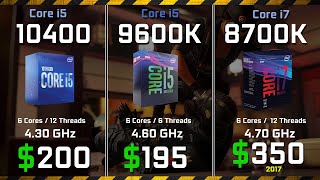 Core i5 10400 vs i5 9600K vs i7 8700K FPS Rendering and Gaming Performance comparison [upl. by Eninnaej]