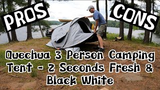 4K Quecha 2 Seconds Pop Up 3 Person Tent REVIEW PROS and CONS Not Sponsored Decathlon [upl. by Ebbarta]