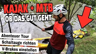 KAJAK mit BIKE im Schlepptau Ob das gut geht  Schaltauge richten  altes MTB fit machen Leo Kast [upl. by Carothers]