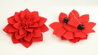 DIY Crafts  Felt Flower Brooch Pin Step by Step Tutorial [upl. by Nirat797]