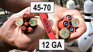 4570 Hard cast bullets vs 12 gauge slug  Shooting Soft Targets At The Range  A Mess [upl. by Harmon]