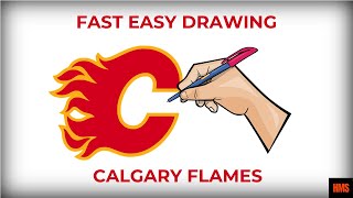 Easy Drawing  Calgary Flames logo  How to Draw NHL Team Logos [upl. by Ahtamas603]