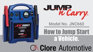 Jump Starting a Vehicle with the JumpNCarry JNC660 12V Jump Starter  Clore Automotive [upl. by Parker]