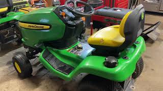 John Deere X300 mower deck belt issue [upl. by Acinorahs573]