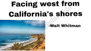 Facing west from Californias shores by Walt Whitman poem analysis hindi explanation [upl. by Tarsuss]