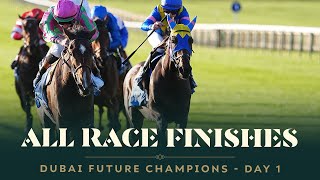 All race finishes from day 1 of Dubai Future Champions Festival at Newmarket racecourse [upl. by Yob928]