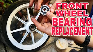 FRONT WHEEL BEARING REPLACEMENT TUTORIAL YAMAHA MIO SPORTY [upl. by Eelyme90]