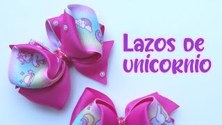 Como hacer lazos fácil y sencillos para niñas con cintas de unicornio [upl. by Hteb]