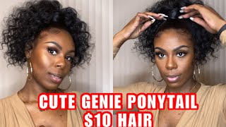 CURLY GENIE PONYTAIL 10 HAIR NO GLUE Feat ORGANIQUE hair [upl. by Ketchan449]