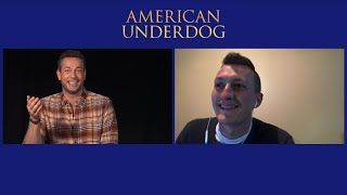 ‘American Underdog’ behindthescenes interviews Zachary Levi Kurt Warner Jon amp Andrew Erwin [upl. by Guenevere971]