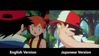 Misty Slaps Ash  Ash Catches A Pokémon  English amp Japanese Comparison [upl. by Aicinod]