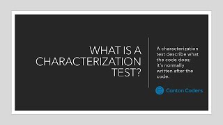 Characterization Tests [upl. by Carlene232]