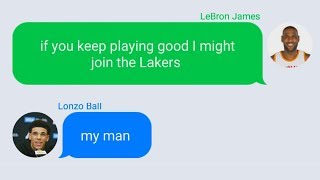 LeBron James Texting Lonzo Ball to Join Lakers [upl. by Airrotal]