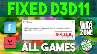 🔧How To Fix Fortnite d3d11 Compatible GPUFeature Level 110 Shader Model 50 [upl. by Curnin361]