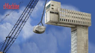 Building Gets Demolished By Crane Wrecking Ball Amazing Fastest Construction Demolition Skill [upl. by Ayatnahs]