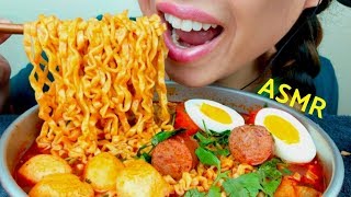 ASMR SAMYANG FIRE NOODLES STEW  Fish Balls Sausage No Talking 먹방 suellASMR [upl. by Anavrin]