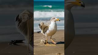 A rescuer untangles a seagull setting it free to soar wildlife shortsviral wildwildlife cute [upl. by Neeleuqcaj822]