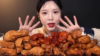 Crispy on the outside soft on the inside Kyochon Fried Chicken Mukbang Chicken Party Real [upl. by Aivatnuhs932]