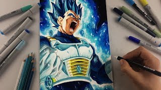 Drawing Vegeta NEW FORM BEYOND Super Saiyan Blue [upl. by Nnaxor482]