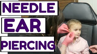 4YR OLD EAR PIERCING WITH A NEEDLE [upl. by Renckens]