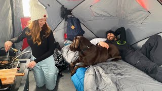 Winter Ice Camping With My GF in Extreme Winds 50 MPH [upl. by Johnna964]