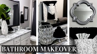 DIY BATHROOM MAKEOVER ON A BUDGET  Renter Friendly Home Improvement DIY [upl. by Kalman376]