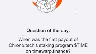 When was the first payout of Chronotech’s staking program TIME on timewarpfinance [upl. by Hodosh]