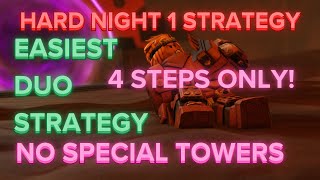 TDS EASIEST DUO NO SPECIAL TOWERS HARDMODE NIGHT 1 STRATEGY  ROBLOX [upl. by Nyloc842]