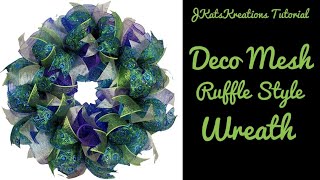 Deco Mesh Ruffle Wreath TutorialMesh Wreath with RibbonBeginner Wreath [upl. by Aivatco]