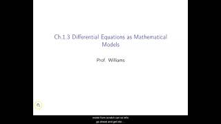 Ch 13 Differential Equations as Mathematical Models [upl. by Nanice958]