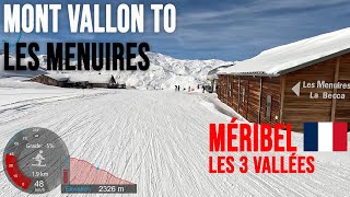 4K Skiing Mont Vallon to Les Menuires  Morning Run Méribel Les3Vallées France GoPro HERO11 [upl. by Mireille547]