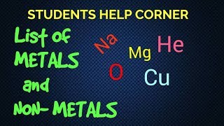 LIST OF METALS AND NON METALS SYMBOLS  ATOMIC NUMBER  IMPORTANT  STUDENTS HELP CORNER [upl. by Zucker]