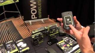 Powermat demos Power Dual 9700 Receiver Door iPhone 4 bundle and MyCharge [upl. by Ariaek]