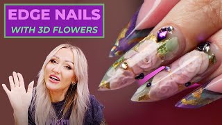 How To 3D Flowers Encapsulated in Edge Nails [upl. by Enelhtac]