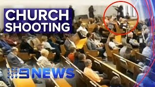 Deadly shooting inside Texas church  Nine News Australia [upl. by Anaynek]