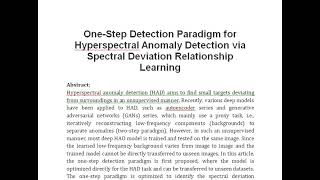 One Step Detection Paradigm for Hyperspectral Anomaly Detection via Spectral Deviation Relationship [upl. by Ortrud]