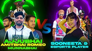 Ajjubhai Amitbhai Romeo amp Munnabhai vs Sooneeta With Esports Team😱 Best Aukat Clash Squad Battle [upl. by Lavery]